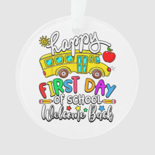 Ornamento Bem-vindo de Volta à Escola Feliz Primeiro Dia Pro