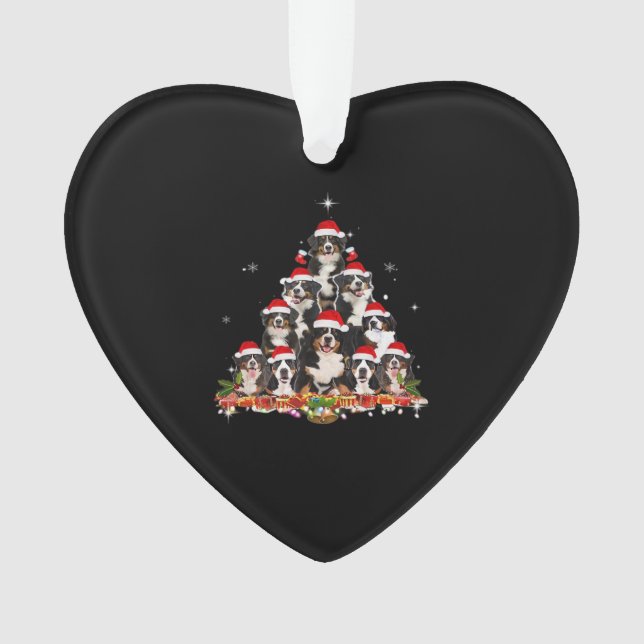 Ornamento Bernese Mountain Christmas Tree Dog Papais noeis X (Frente)