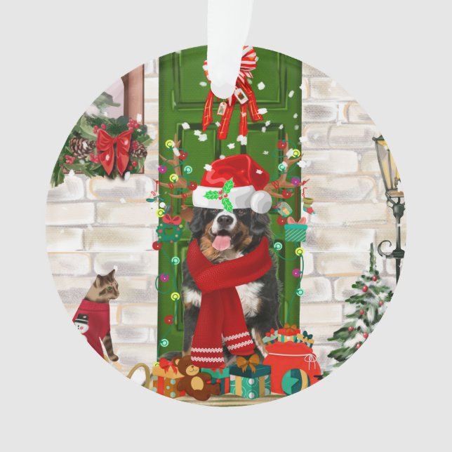 Ornamento Bernese Mountain Dog Natal (Frente)