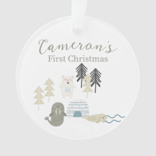 Ornamento Bichos de inverno do Ártico Ártico Cute Primeira F