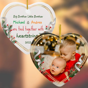 Ornamento Big Brother Love Photo Holly Pine Gold Frame