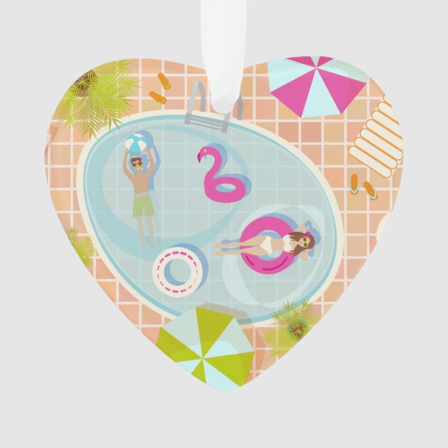 Ornamento Bikini girl and guy playing swimming pool game (Frente)