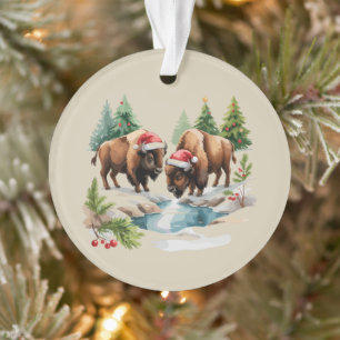 Ornamento Bisão de Natal Búfalo Animal Ocidental Vida Selvag