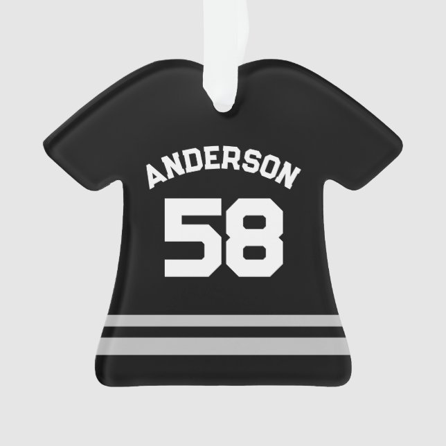 Ornamento Black Custom Name, Number, Photo Sports Jersey (Frente)