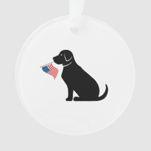Ornamento Black Lab American Flag Pet Memorial Love