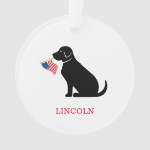 Ornamento Black Lab Bandeira Americana do Pet NOME Patriótic