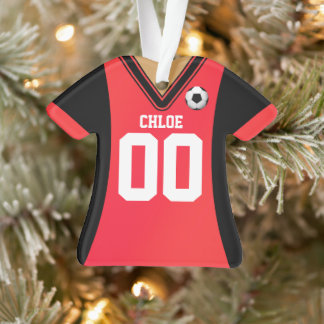 Ornamento Black Personalizado/Red Soccer Jersey