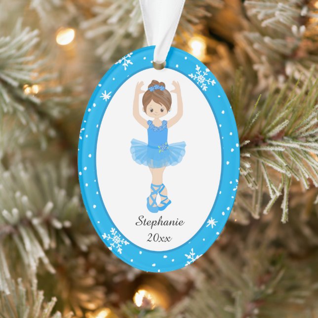Ornamento Blue Ballerina Flocos de neve personalizados Natal (Árvore)