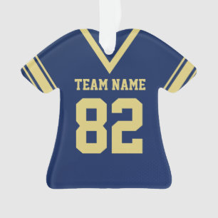 Ornamento Blue Dourado Uniform de Futebol Jersey com foto