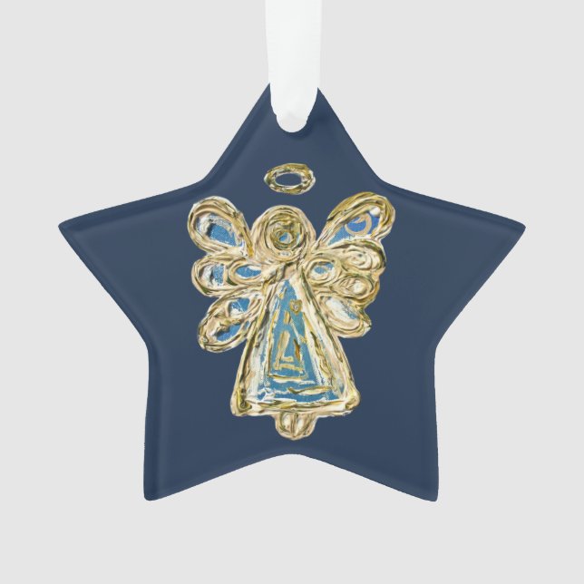 Ornamento Blue Guardian Angel Art Horto Pendente Ornament (Frente)