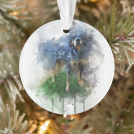 Ornamento Blue Leopard Catahoula em Watercolor