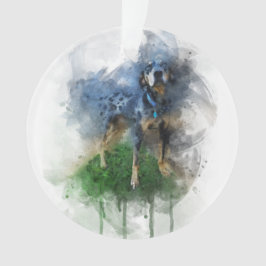 Ornamento Blue Leopard Catahoula em Watercolor