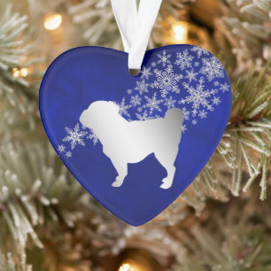 Ornamento Blue Silver Snowflag Pug