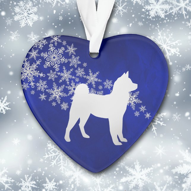 Ornamento Blue Silver Snowflake Akita Dog (Criador carregado)