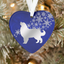 Ornamento Blue Silver Snowflake Bernese Mountain Dog