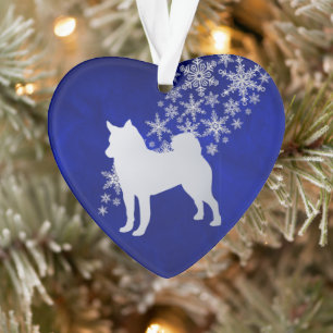 Ornamento Blue Silver Snowflake - Cão Elkhound Norueguês