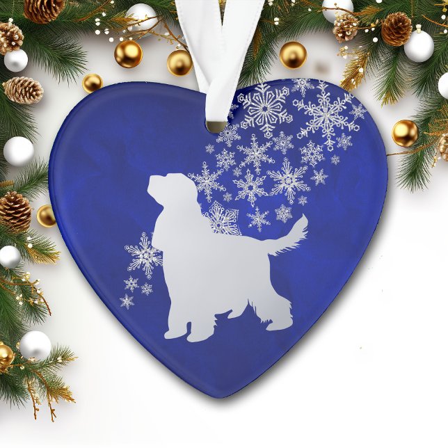 Ornamento Blue Silver Snowflake English Cocker Spaniel Dog (Criador carregado)