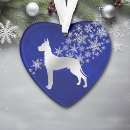 Ornamento Blue Silver Snowflake Great Dane