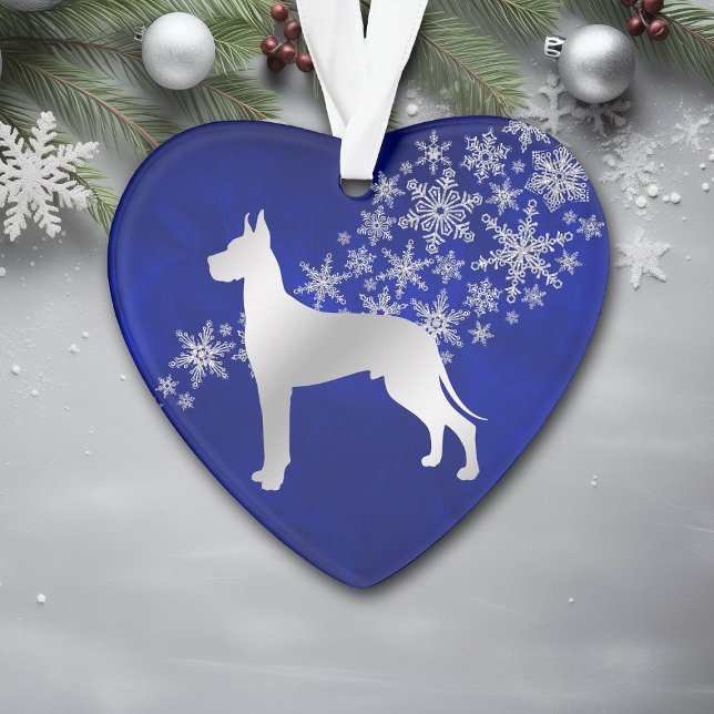 Ornamento Blue Silver Snowflake Great Dane (Criador carregado)