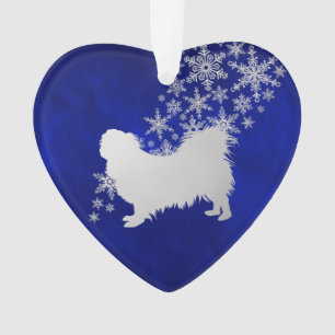 Ornamento Blue Silver Snowflake Pekingese