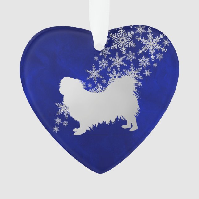 Ornamento Blue Silver Snowflake Pekingese (Frente)