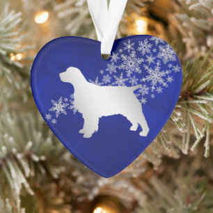 Ornamento Blue Silver Snowflake Spaniel