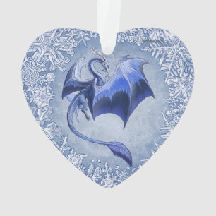Ornamento Blue Winter Dragon Fantasy Art