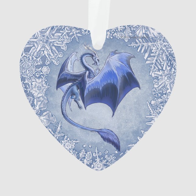 Ornamento Blue Winter Dragon Fantasy Art (Verso)