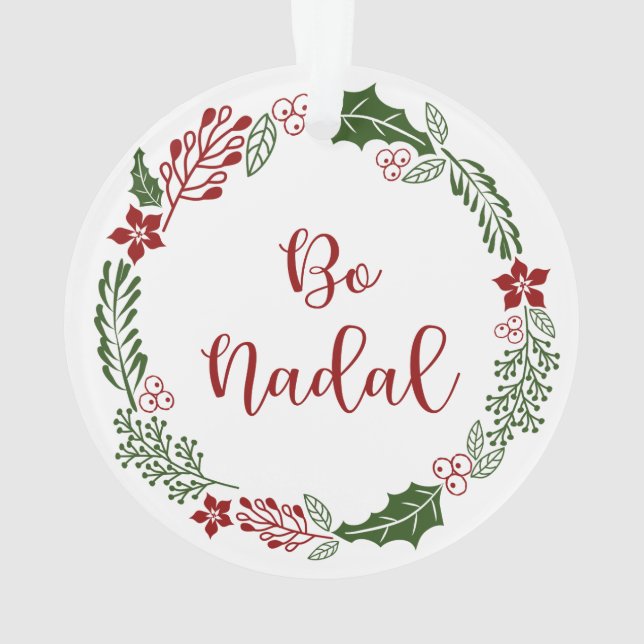 Ornamento Bo Nadal - Feliz Natal em Galego, Wreath (Verso)