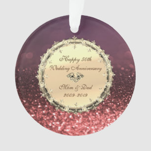 Ornamento Bokeh Dourado Rosa, Diamantes 50º Aniversário de C