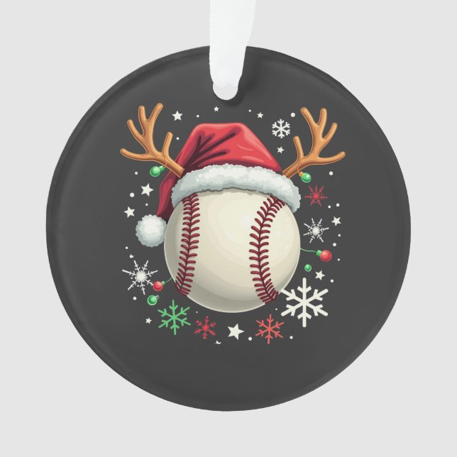 Ornamento Bola de beisebol com chifres de rena e Natal  (Frente)