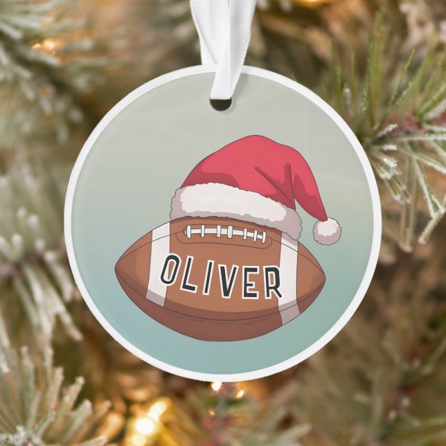 Ornamento Bola de Futebol com Nome de Chapéu de Natal Vermel (Árvore)