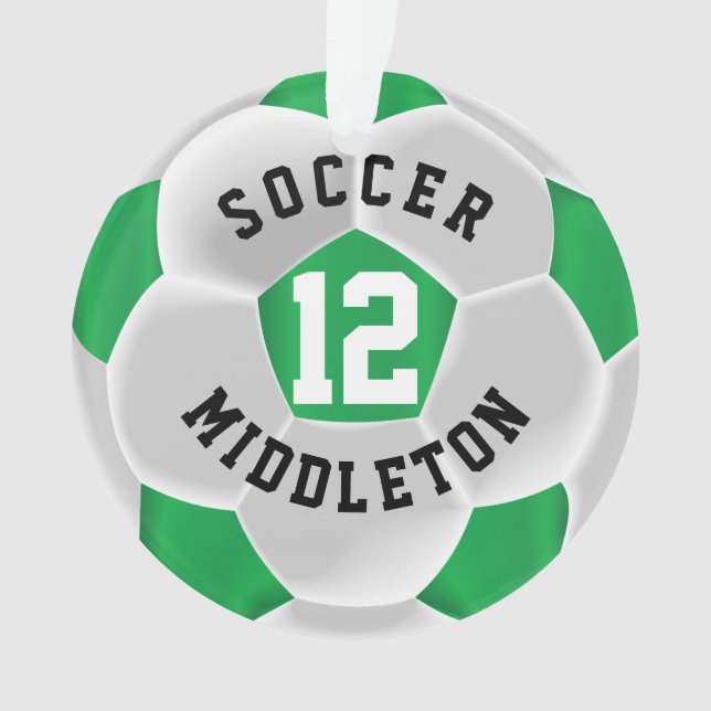 Ornamento Bola de Futebol Verde e Branca (Frente)