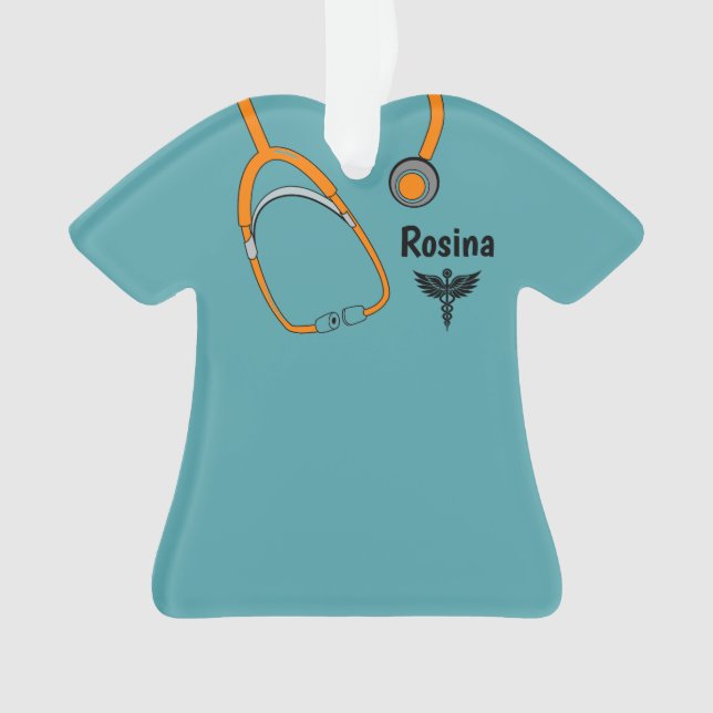 Ornamento Bolas médicas editáveis Nome do Caduceus Natal (Frente)