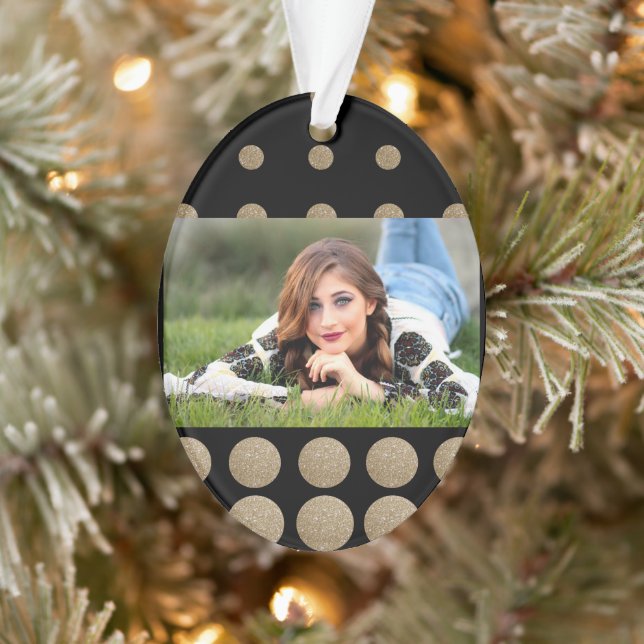 Ornamento bolinhas geométricas minimalistas de ouro preto (Árvore)