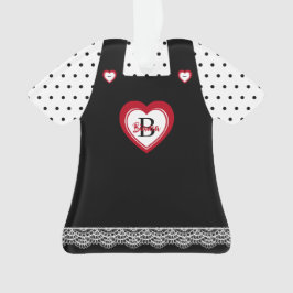 Ornamento Bolinhas pretas e brancas, colar com pinafre