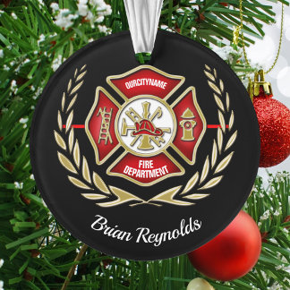 Ornamento Bombeiro Personalizado Cruz Maltês