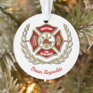 Ornamento Bombeiro Personalizado Cruz Maltês
