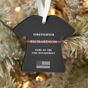 Ornamento Bombeiro Personalizado - Thin Red Fire Department 