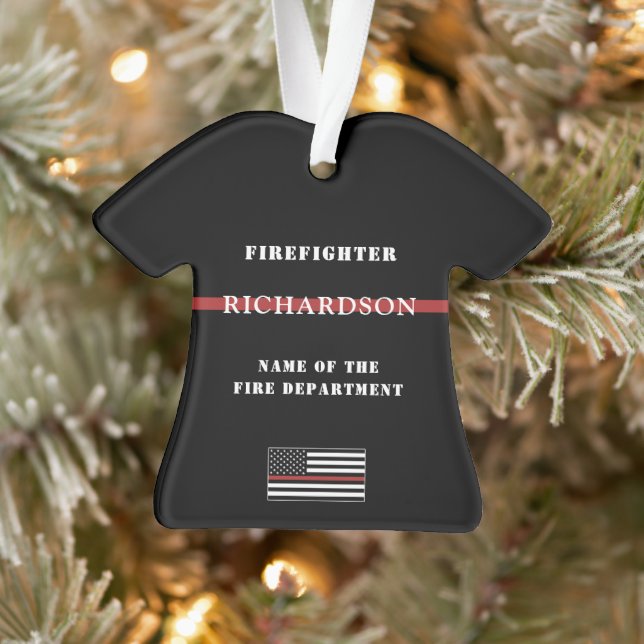Ornamento Bombeiro Personalizado - Thin Red Fire Department  (Árvore)