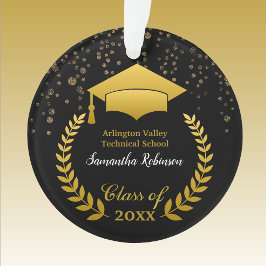 Ornamento Boné de Formando Dourado e Laurel no Graduação Pre