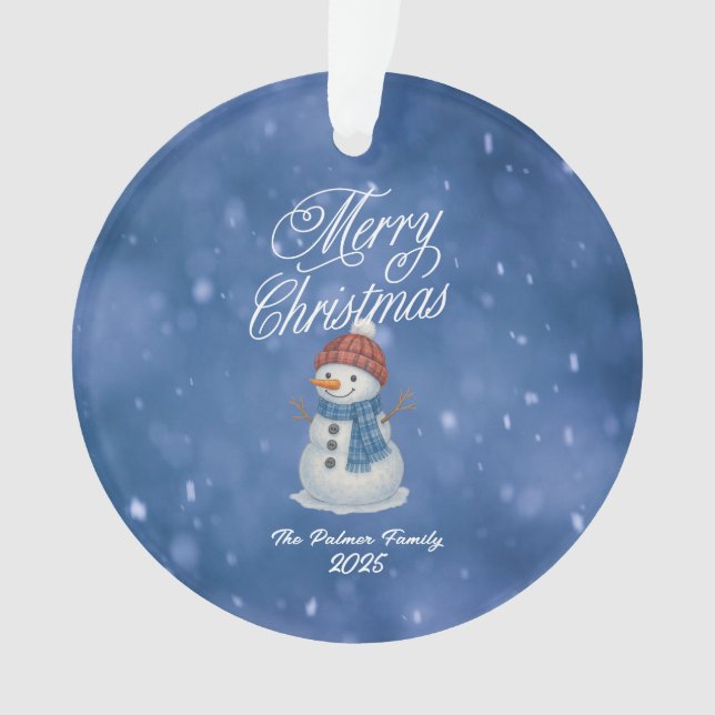 Ornamento Boneco de Neve Caprichoso Feliz Natal (Frente)