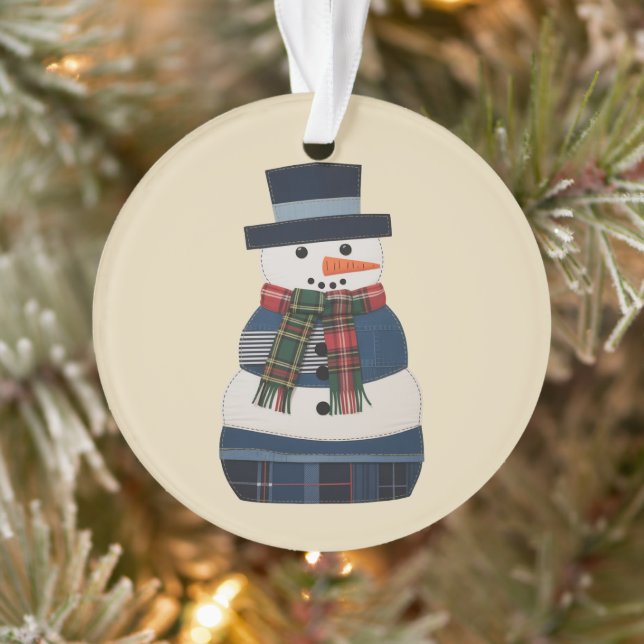 Ornamento Boneco de Neve de Patchwork Falso Férias Natal (Árvore)