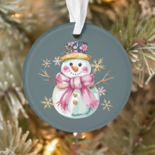 Ornamento Boneco de Neve Feminino Férias de Inverno Natal Fo