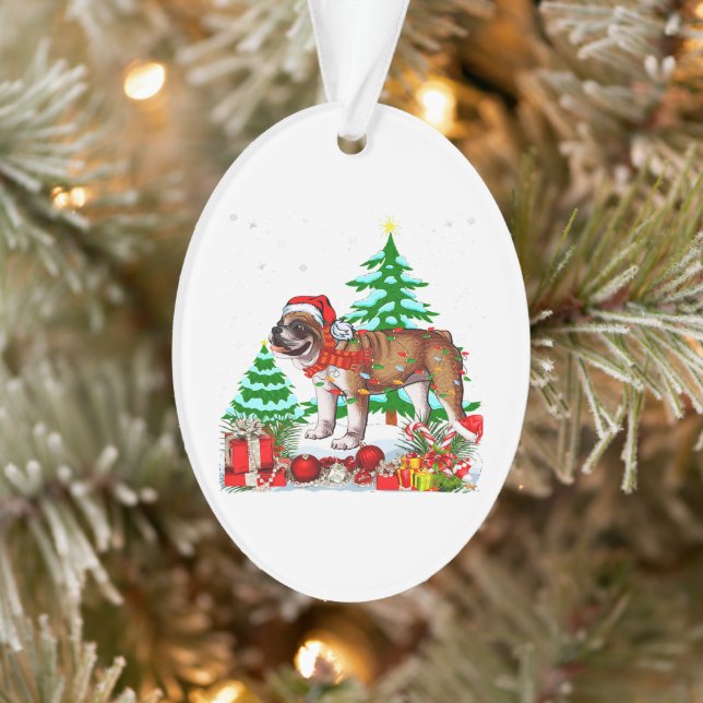 Ornamento Bonito Inglês Bulldog Natal Xmas Pet Lover Gift (Árvore)