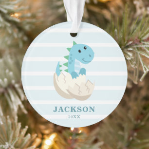 Ornamento Bonito Menino Dinossauro Personalizado Natal
