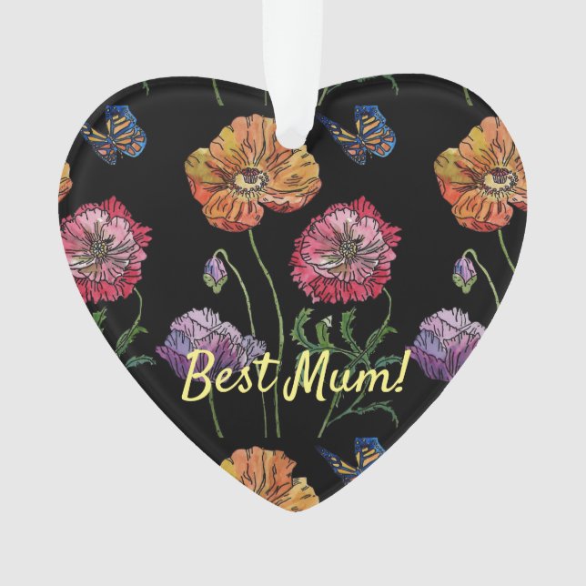 Ornamento Bonito papagaios na Mãe de pintura de aquarela neg (Frente)