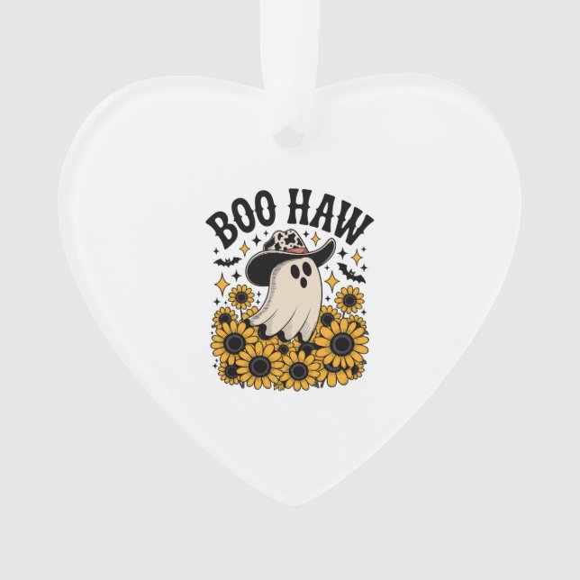 Ornamento Boo Haw Cow Ghost Western Halloween (Frente)