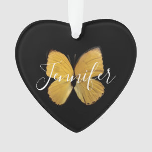 Ornamento Borboleta Amarela Personalizada Natal