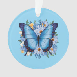 Ornamento Borboleta Azul Graciosa em Floral